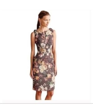 Anthropologie Tabitha Brown Floral Textured Midi Sheath Dress